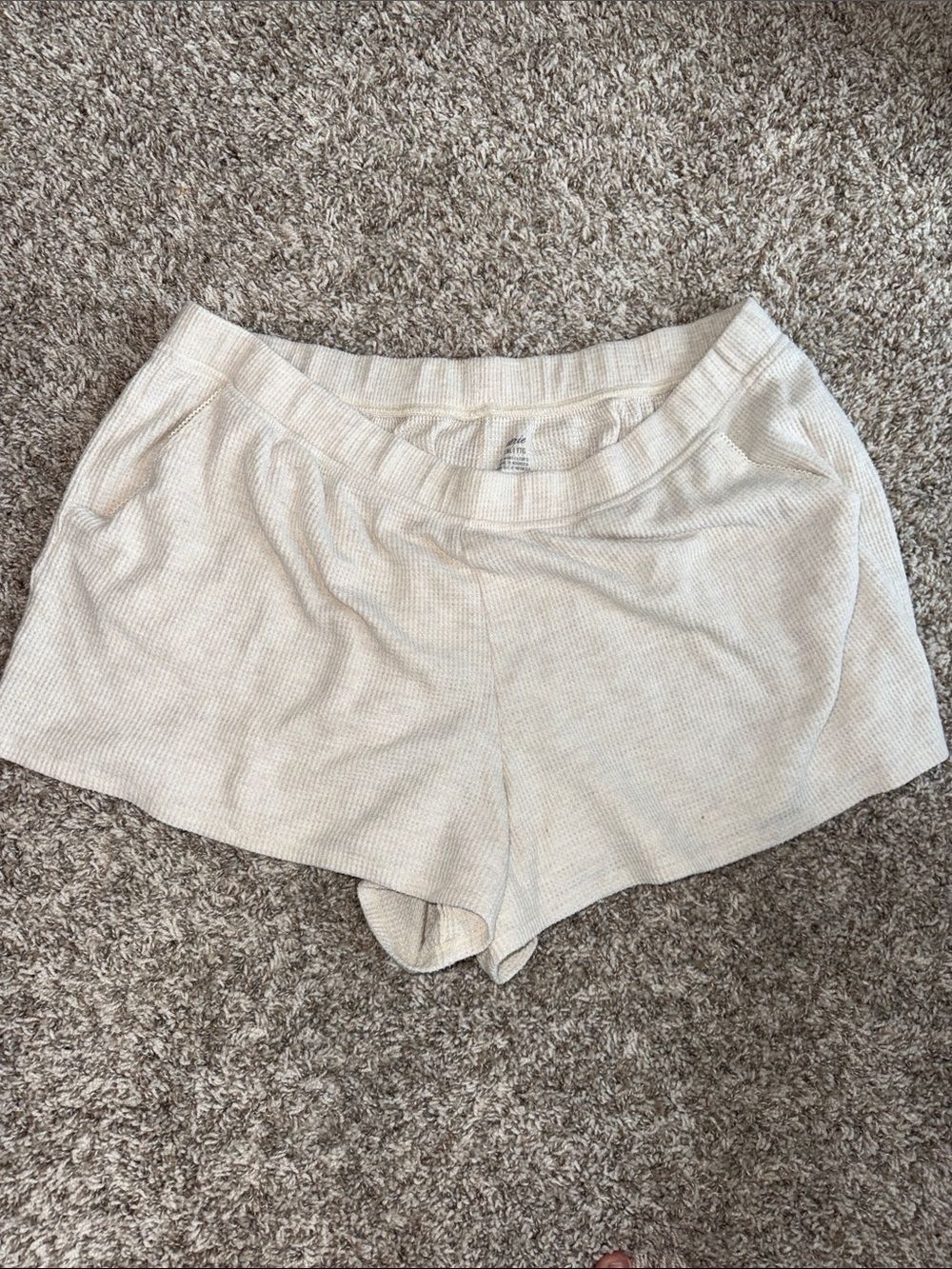 aerie Cream Waffle-Knit Lounge Shorts